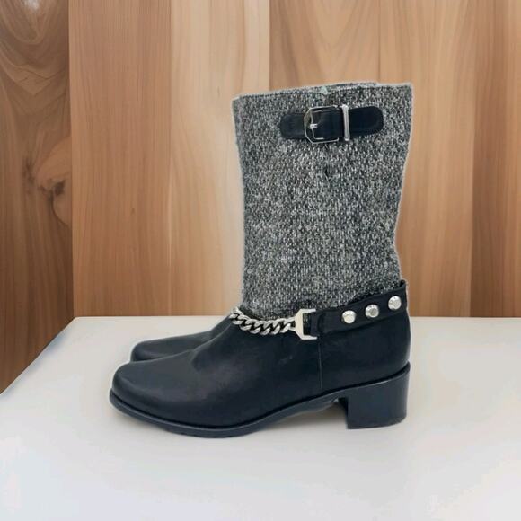 Stuart Weitzman Studded Leather Ankle Moto Boots Black Size 10 - Picture 5 of 7